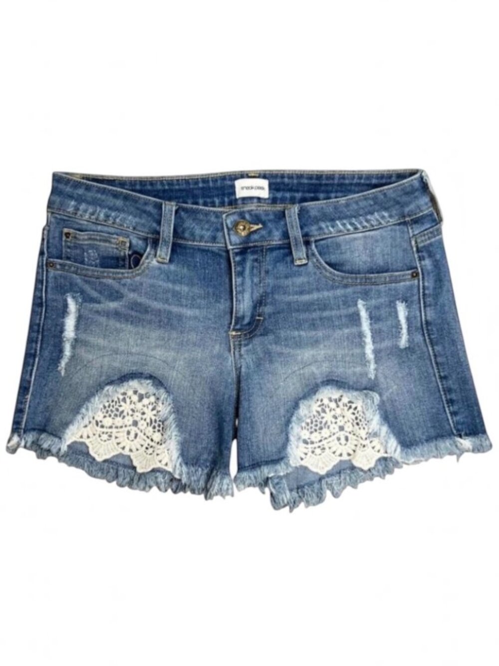 Sneak Peek Lace Denim Shorts | Women's Size Medium